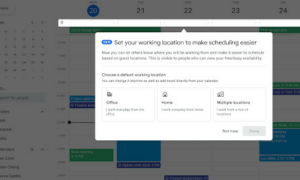 Google Takvim, ofis toplantıları düzenlemenize yardımcı olmak için çalıştığınız yeri kaydetmenize olanak tanır