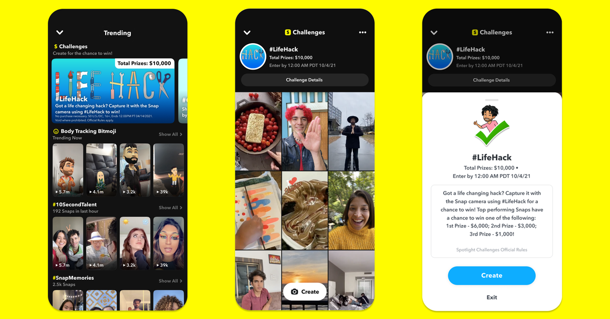 Snapchat, TikTok rakibine nakit ödüllerle 'zorluklar' ekliyor
