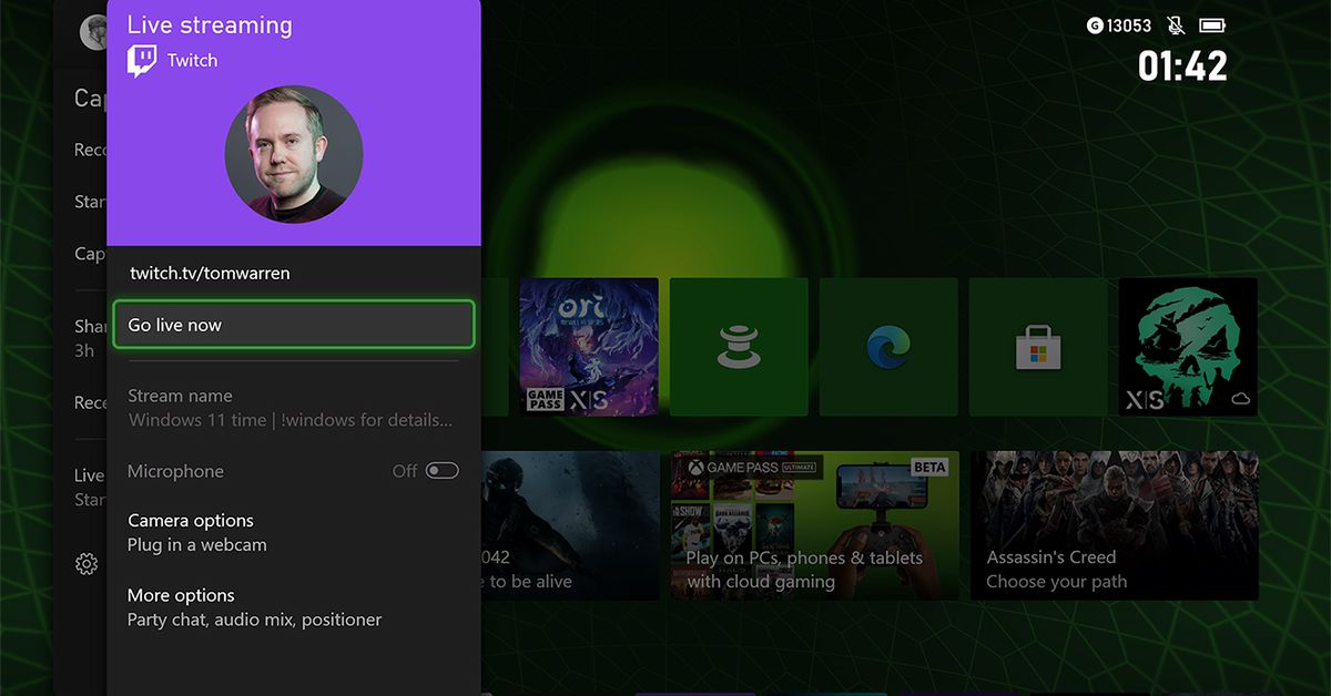 Twitch akışı, Xbox panosuna geri dönüyor