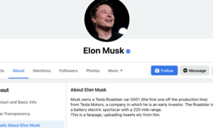 Facebook, Elon Musk olarak poz veren bir hayran sayfasını doğruladı